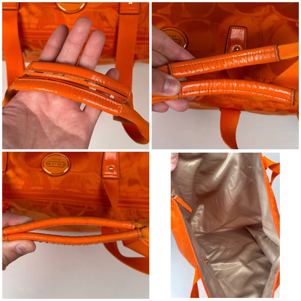 Coach Getaway Signature Orange Nylon Packable Weekender Large Tote Bag VTG Y2K - Picture 8 of 8
